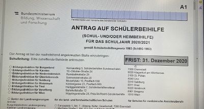 Bild vom Formular für Schul- und Heimbeihilfe