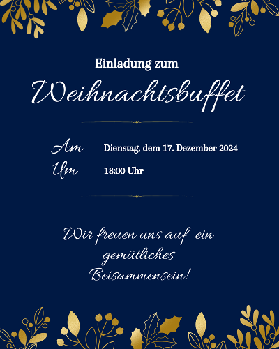 Einladung zum Weihnachtsbuffet am 17.12.2024 um 18:00 Uhr