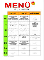 Speiseplan von 16.12. - 20.12.2024  17.Woche © JSH